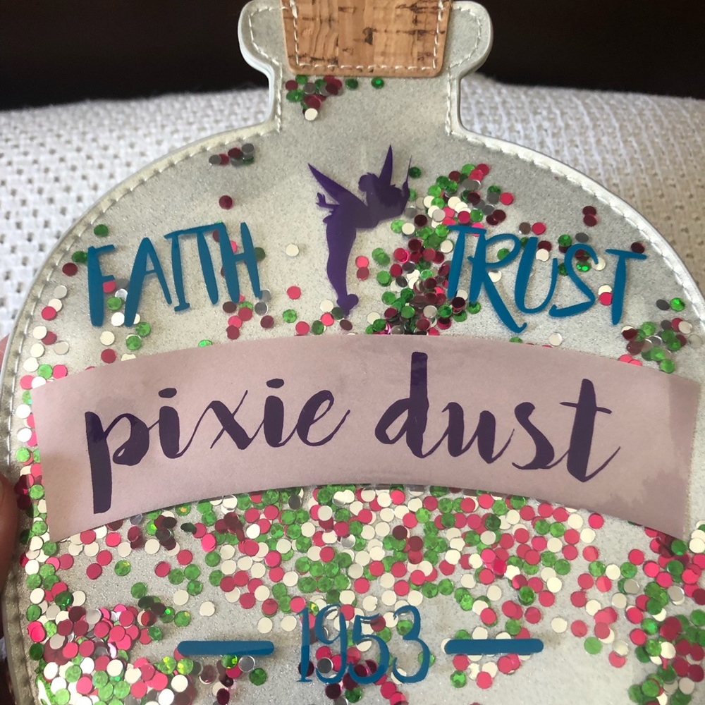 Disney TINKERBELL Faith, Trust, Pixie Dust 1953 Cosmetic/Accessory Bag Glitter - Picture 3 of 6